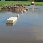 Ende Mai 2013 mussten die Arbeiten aufgrund des Hochwassers unterbrochen werden