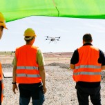 Flugtest einer knapp 25 kg schweren Drohne auf der IAA Culmitzsch